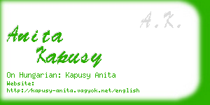 anita kapusy business card